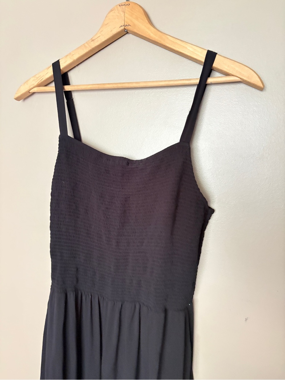 Old Navy fit & flare smocked midi sundress black summer dress viscose L tall EUC - Picture 6 of 15